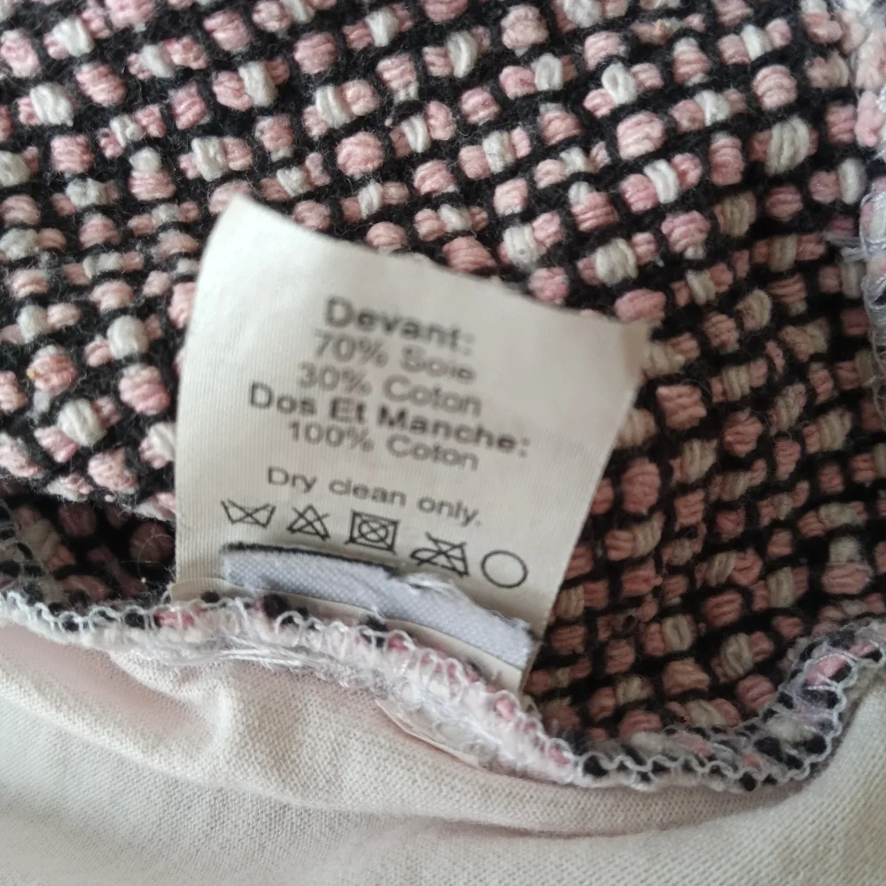 J.Crew XS Pink and Blue Tweed Front Cotton Back Tee